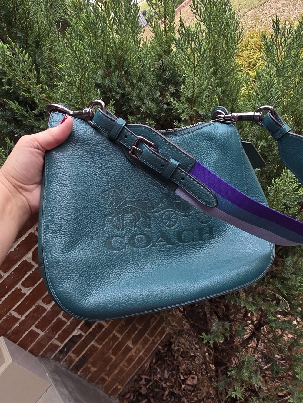Coach Turquoise Leather Shoulder Bag Jes Hobo - Picture 9 of 9